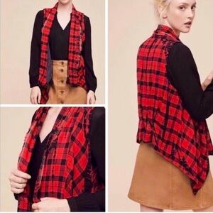 Anthropologie “Elevenes” Brand Plaid Vest. Red & Black.